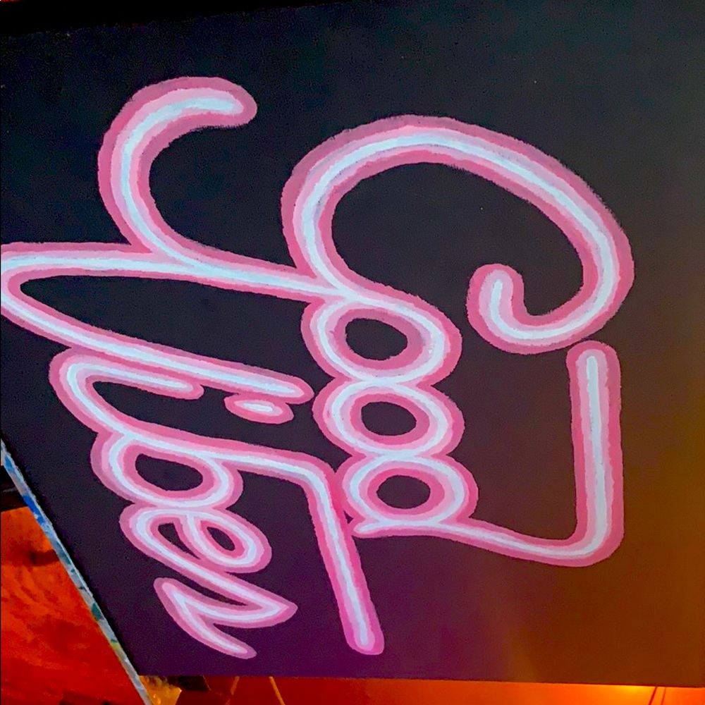 CUSTOMIZABLE Pink neon painted canvas sign